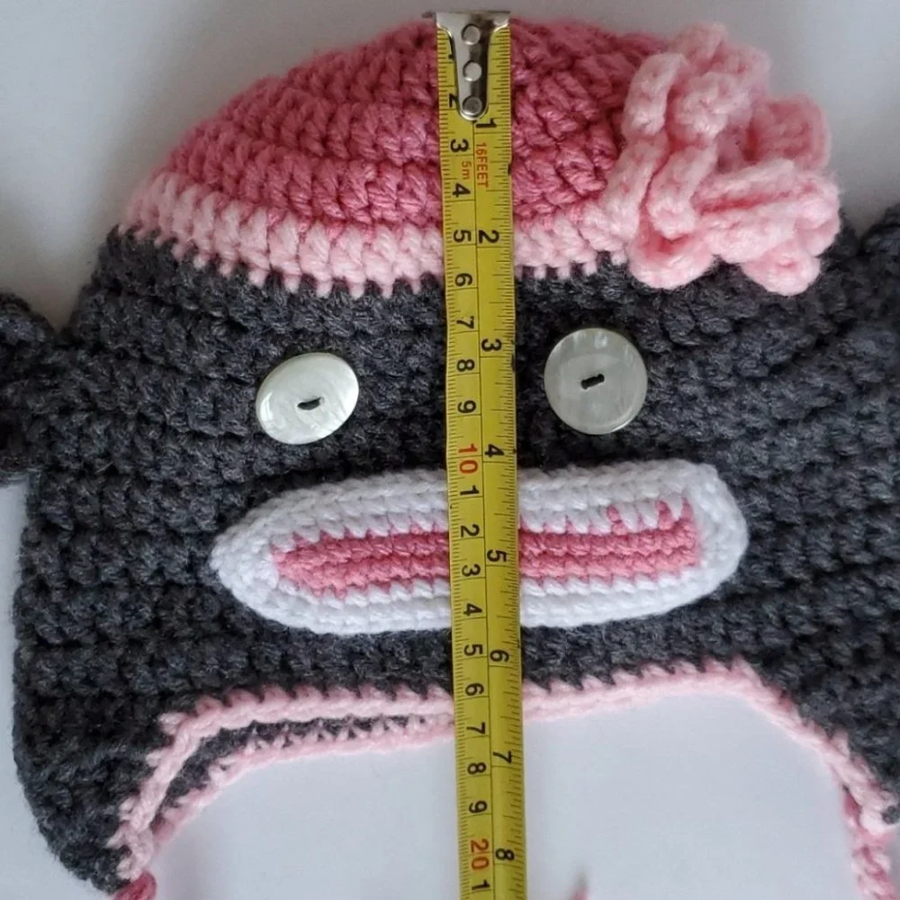 Sock monkey handmade crochet hat